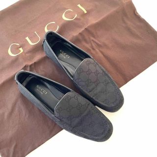 グッチ(Gucci)のGUCCI グッチ GGキャンバス ローファー 黒 ブラック 22(ハイヒール/パンプス)