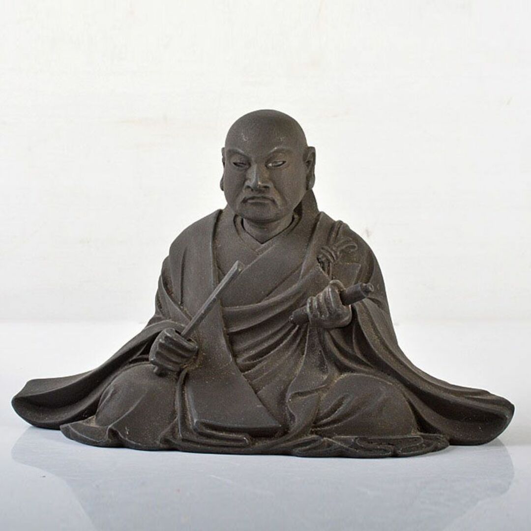 仏教美術 木彫 玉眼入 禅僧像 僧侶像 置物 D R6475 仏教美術 木彫 玉眼入 禅僧像 僧侶像 置物 D R6475