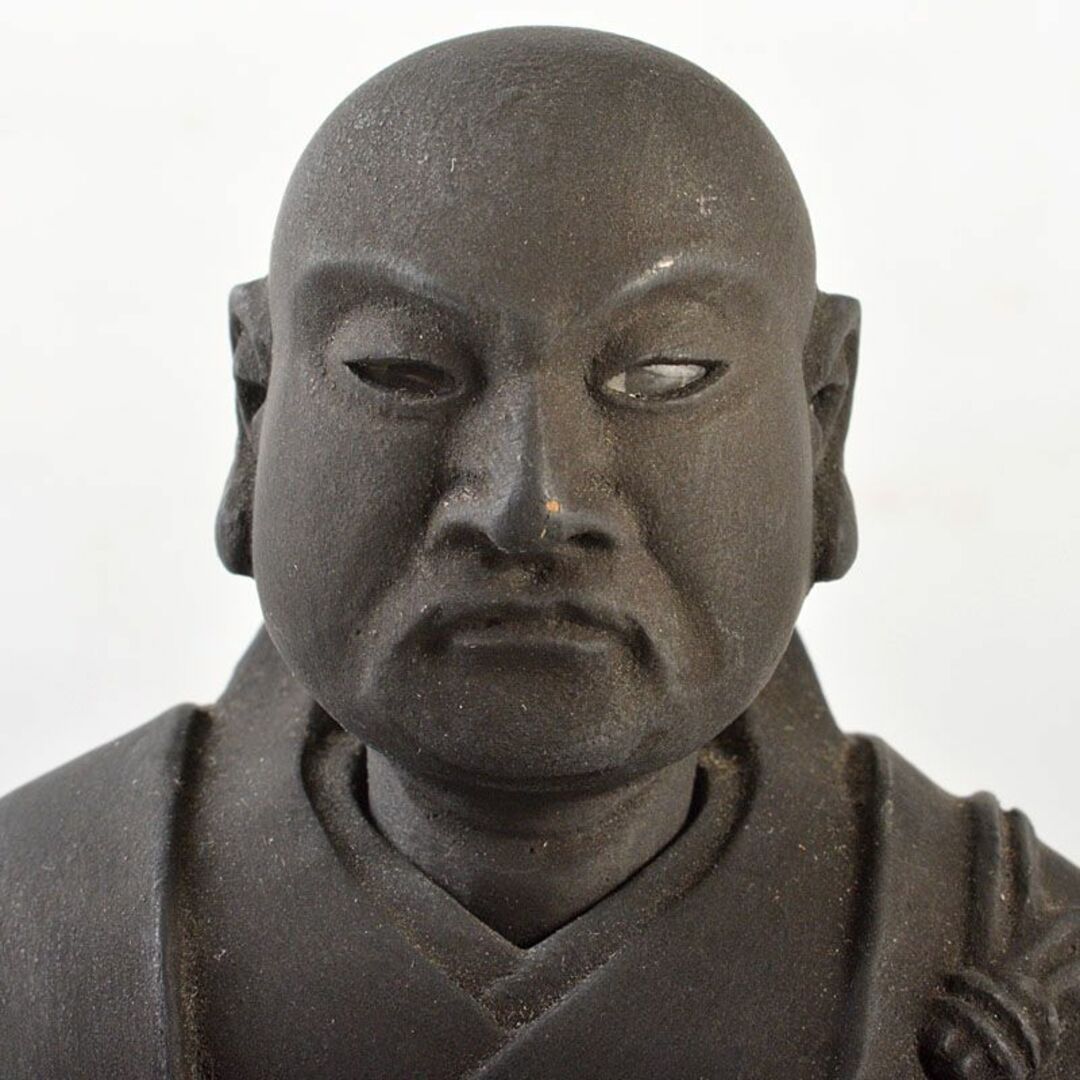 仏教美術 木彫 玉眼入 禅僧像 僧侶像 置物 D R6475 仏教美術 木彫 玉眼入 禅僧像 僧侶像 置物 D R6475