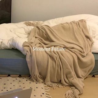 ザラホーム(ZARA HOME)のMomentFuture ソフト ローゲージ フリンジ 大判 ブランケット 毛布(毛布)