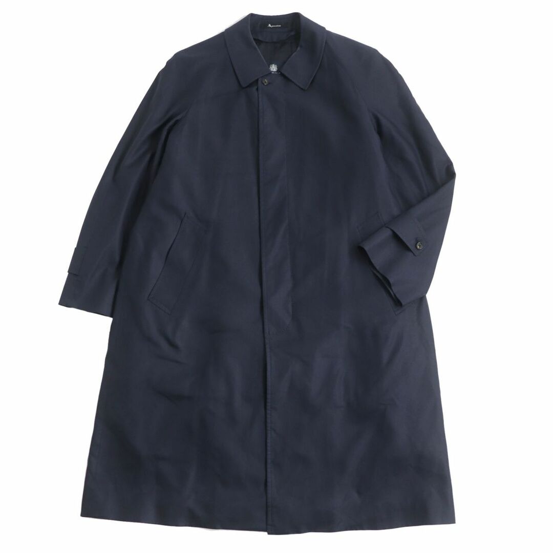 【高級】カシミヤ100% Aquascutum ステンカラーコート ネイビー L