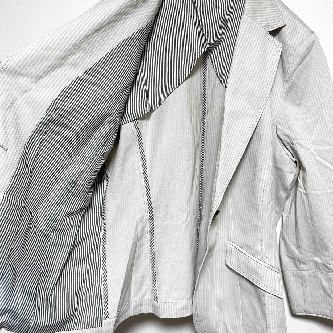 テーラードジャケット シングル ストライプ レディースのジャケット/アウター(テーラードジャケット)の商品写真