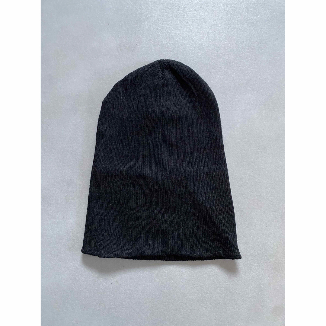 古着 ビンテージ 黒 ブラック 形の良い シンプル単色 ニット帽 キャップ 美品 メンズの帽子(ニット帽/ビーニー)の商品写真