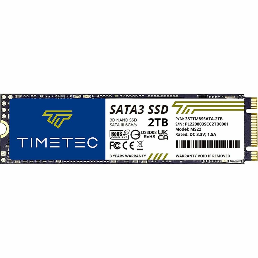 Timetec M.2 2280 3D NAND SATAIII 6Gb / 秒