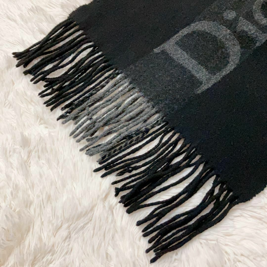 【美品】クリスチャン ディオール dior マフラー ウール ブラック Y139