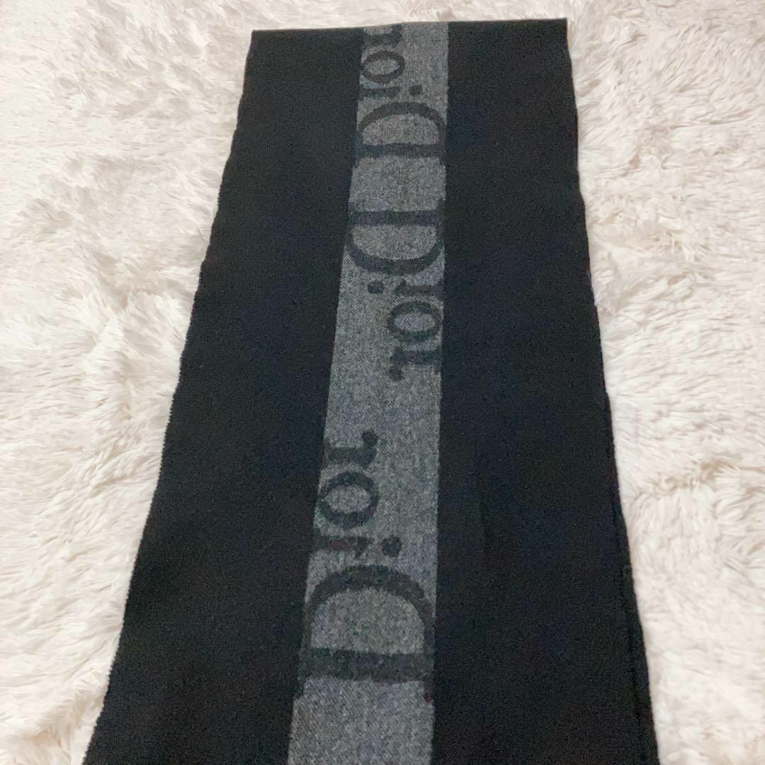 【美品】クリスチャン ディオール dior マフラー ウール ブラック Y139