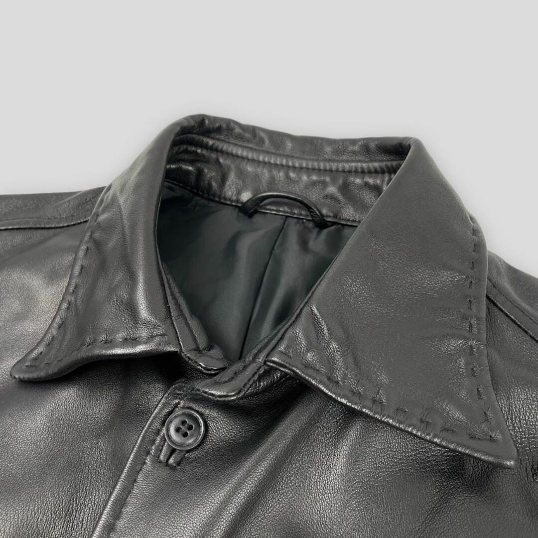 ●デュアル サンタフェ●羊革 高級レザー シャツジャケット サイズ48 ブラック
