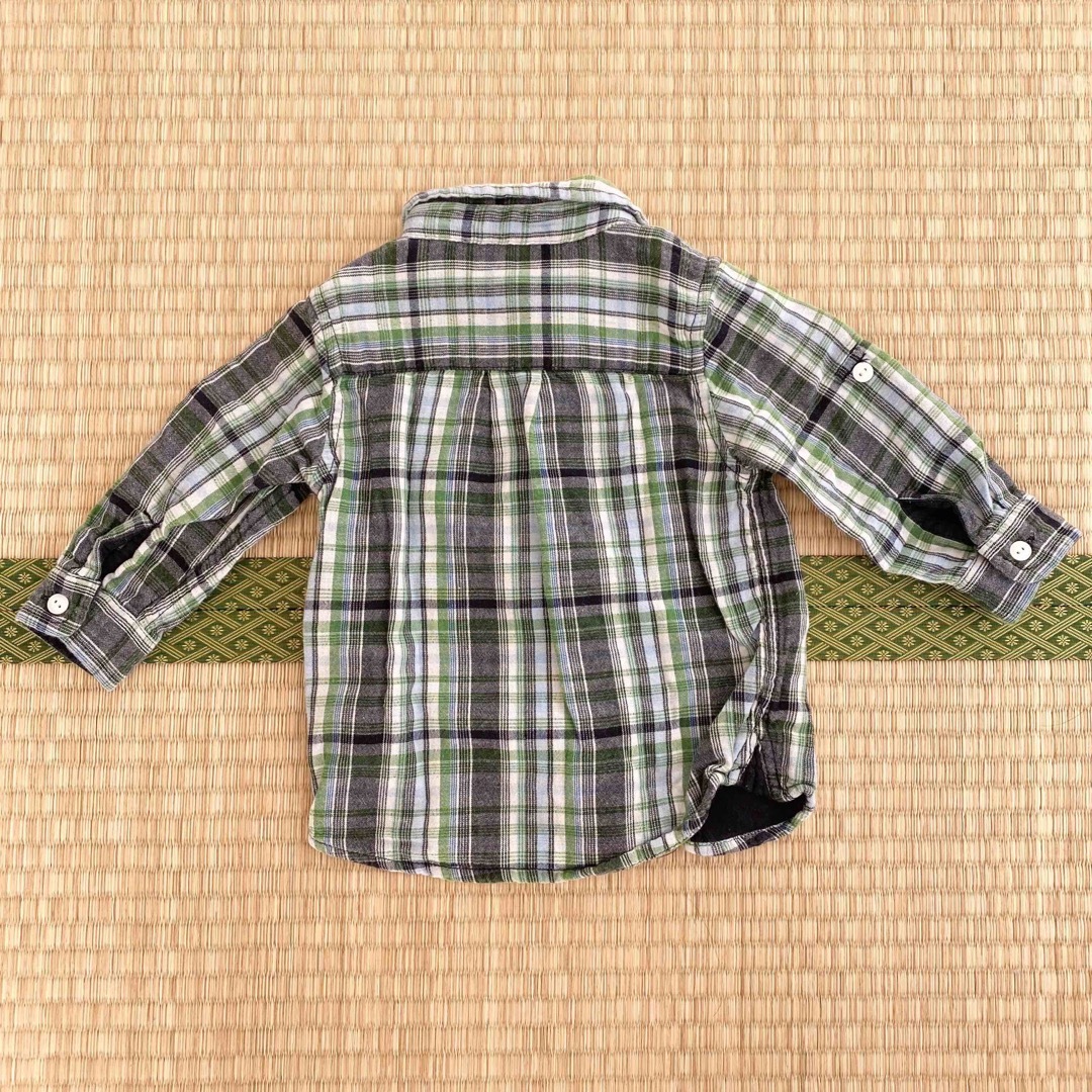 GAP(ギャップ)のBaby gap 長袖シャツ　80 チェック　グリーン キッズ/ベビー/マタニティのベビー服(~85cm)(シャツ/カットソー)の商品写真