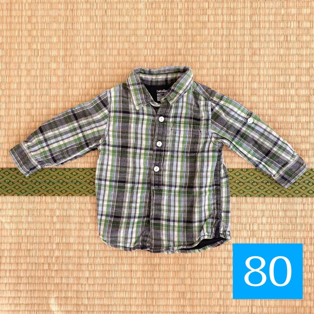 GAP(ギャップ)のBaby gap 長袖シャツ　80 チェック　グリーン キッズ/ベビー/マタニティのベビー服(~85cm)(シャツ/カットソー)の商品写真