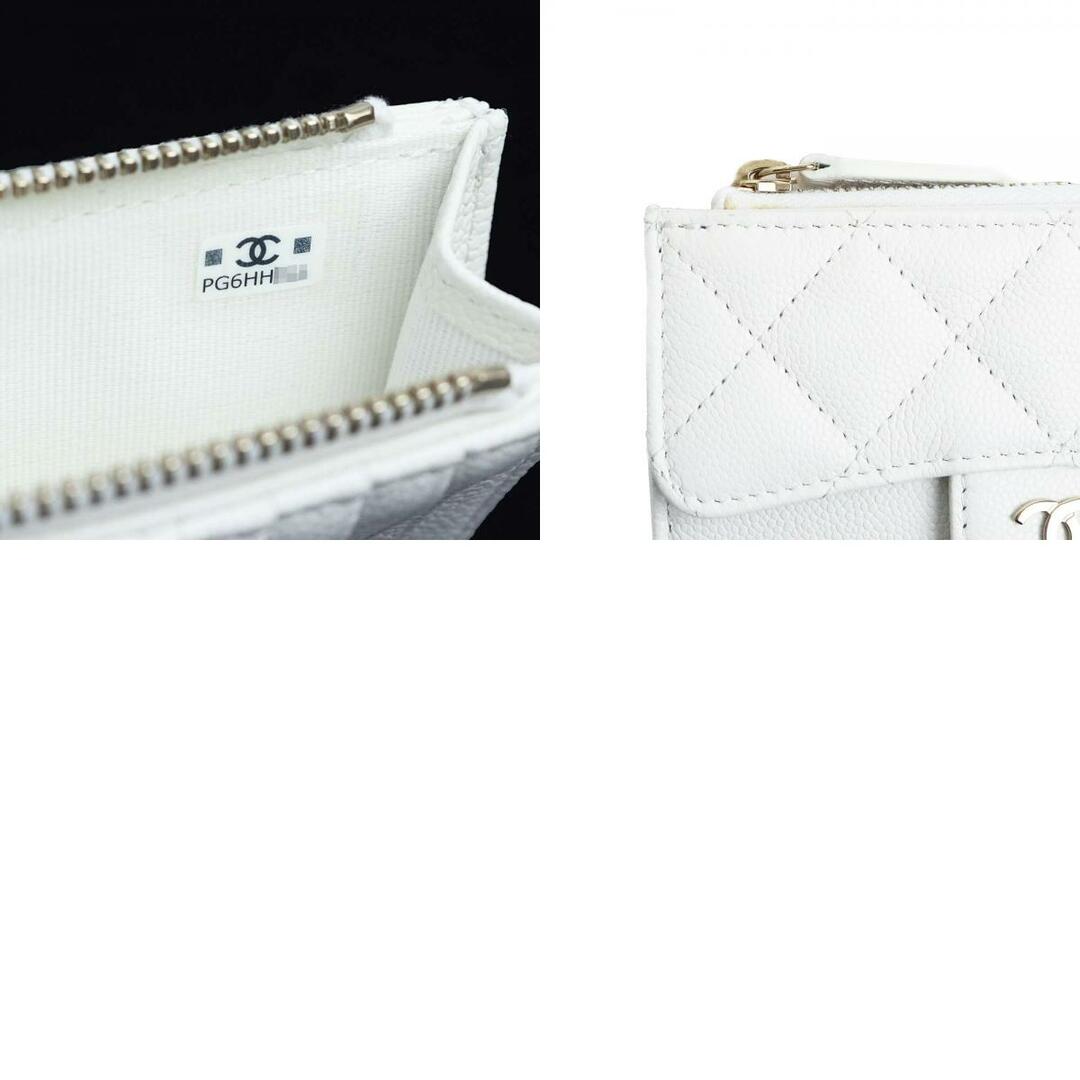 CHANEL(シャネル)のシャネル ココマーク マトラッセ クラシック ジップ コインケース カードケース 小銭入れ 財布 名刺入れ 定期入れ キャビアスキン レザー ホワイト 白 ゴールド金具 AP2570 箱付 CHANEL（新品・未使用品） レディースのファッション小物(コインケース)の商品写真