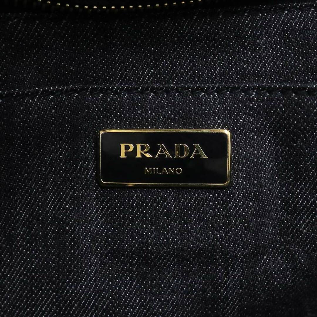 PRADA(プラダ)のプラダ カナパ 2way ショルダー ハンドバッグ 斜め掛け デニム NERO ブラック 黒 ゴールド金具 B2642B PRADA（中古） レディースのバッグ(ハンドバッグ)の商品写真