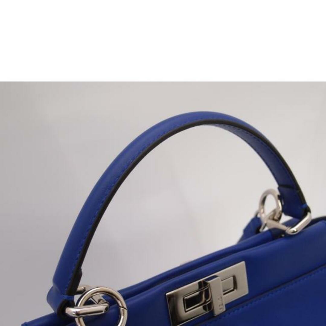 <br>FENDI フェンディ 2way ショルダー ターンロック レザー /ピーカブー・モンスター/ブルー/8BN226/014*****/ブランドバック/Aランク/69