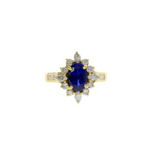 【鑑定会】K18ロイヤルブルーサファイアダイヤリング1.49/D0.77ct/#12/リング/Aランク/59【中古】(リング(指輪))