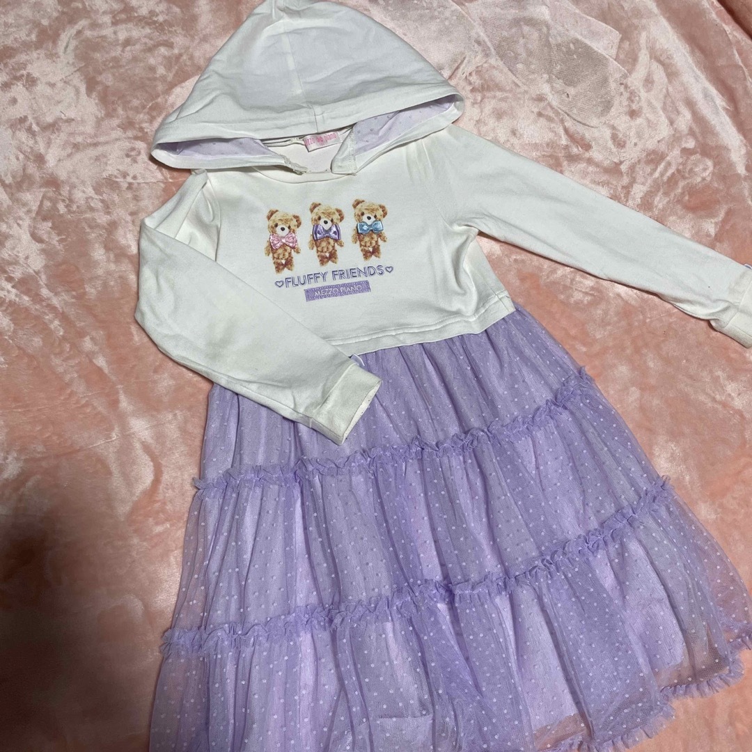 mezzo piano(メゾピアノ)のメゾピアノ ワンピース くま チュール 120 キッズ/ベビー/マタニティのキッズ服女の子用(90cm~)(ワンピース)の商品写真