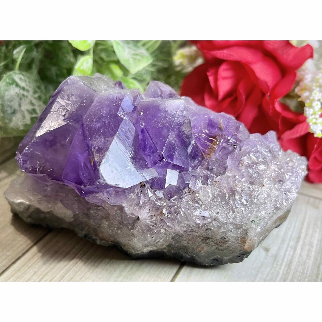 ポジティブ＃天然石愛の守護石✨　アメジスト　クラスター　原石　ラフストーン　紫水晶