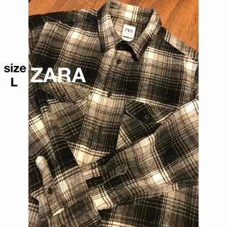 ザラ(ZARA)のZARA ザラ　チェックシャツ　ブラック　L(シャツ)
