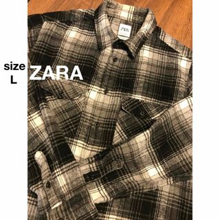 ザラ(ZARA)のZARA ザラ　チェックシャツ　ブラック　L(シャツ)