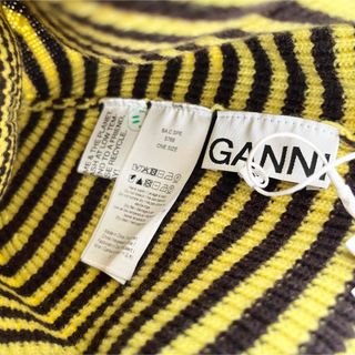 GANNI ガニー　ボーダーニット帽　ビーニー　イエロー