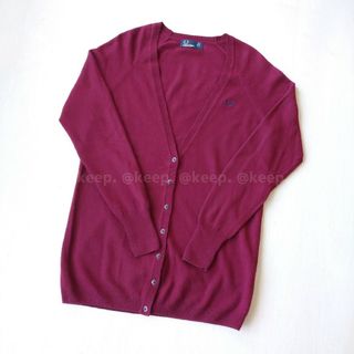 フレッドペリー(FRED PERRY)の美品 FRED PERRY フレッドペリー 薄手 ロング カーディガン ボルドー(カーディガン)