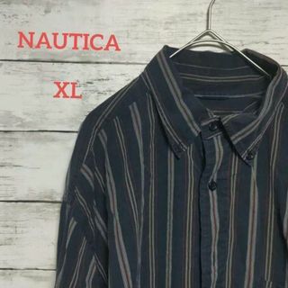 ノーティカ(NAUTICA)のNAUTICA　ノーティカ　長袖シャツ　ストライプ　XL　秋冬　古着　USED(シャツ)