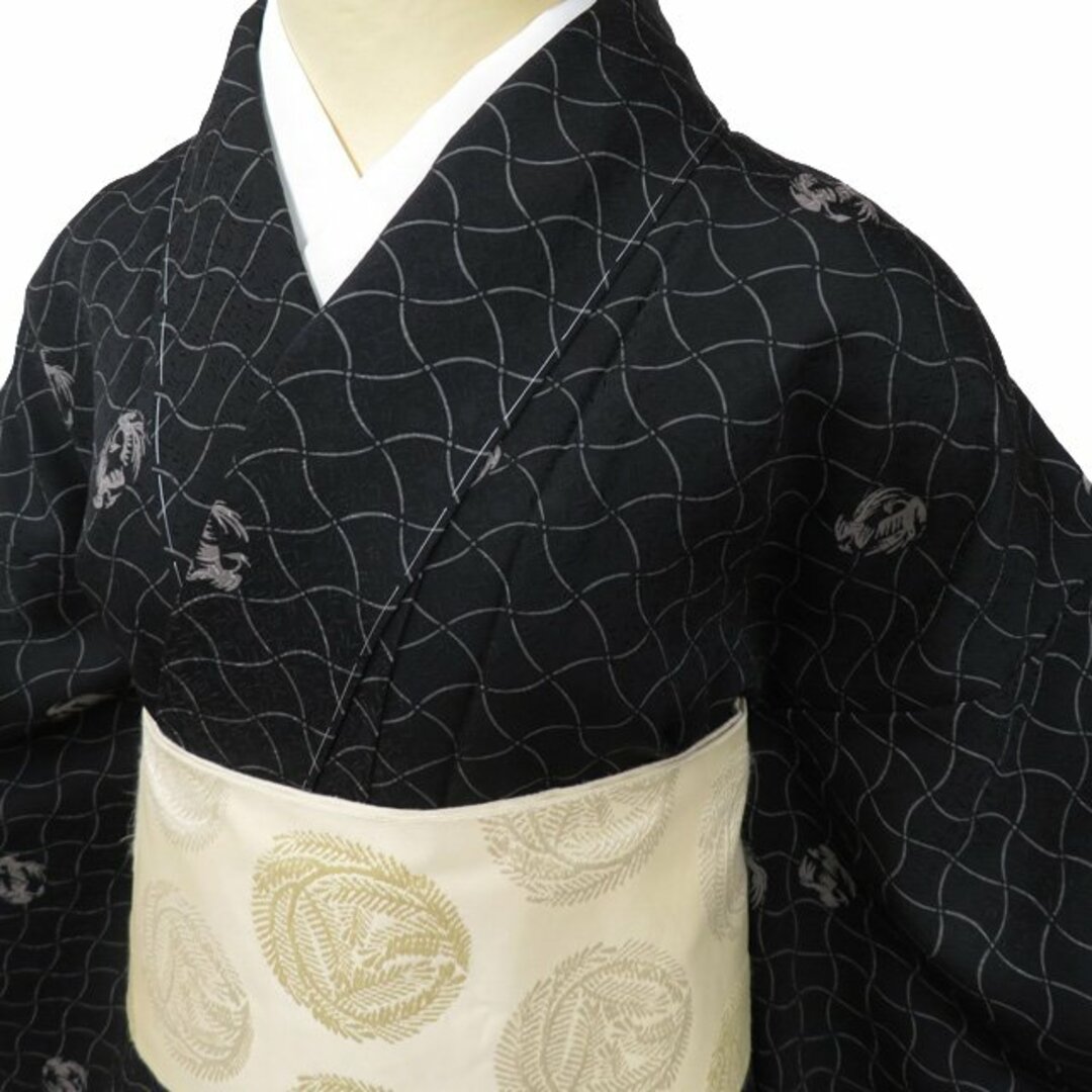 小紋 着物 未使用 正絹 袷 カジュアル 分銅つなぎ 鳥 鳳凰 地 小紋 着物 未使用 正絹 袷 カジュアル 分銅つなぎ 鳥 鳳凰 地