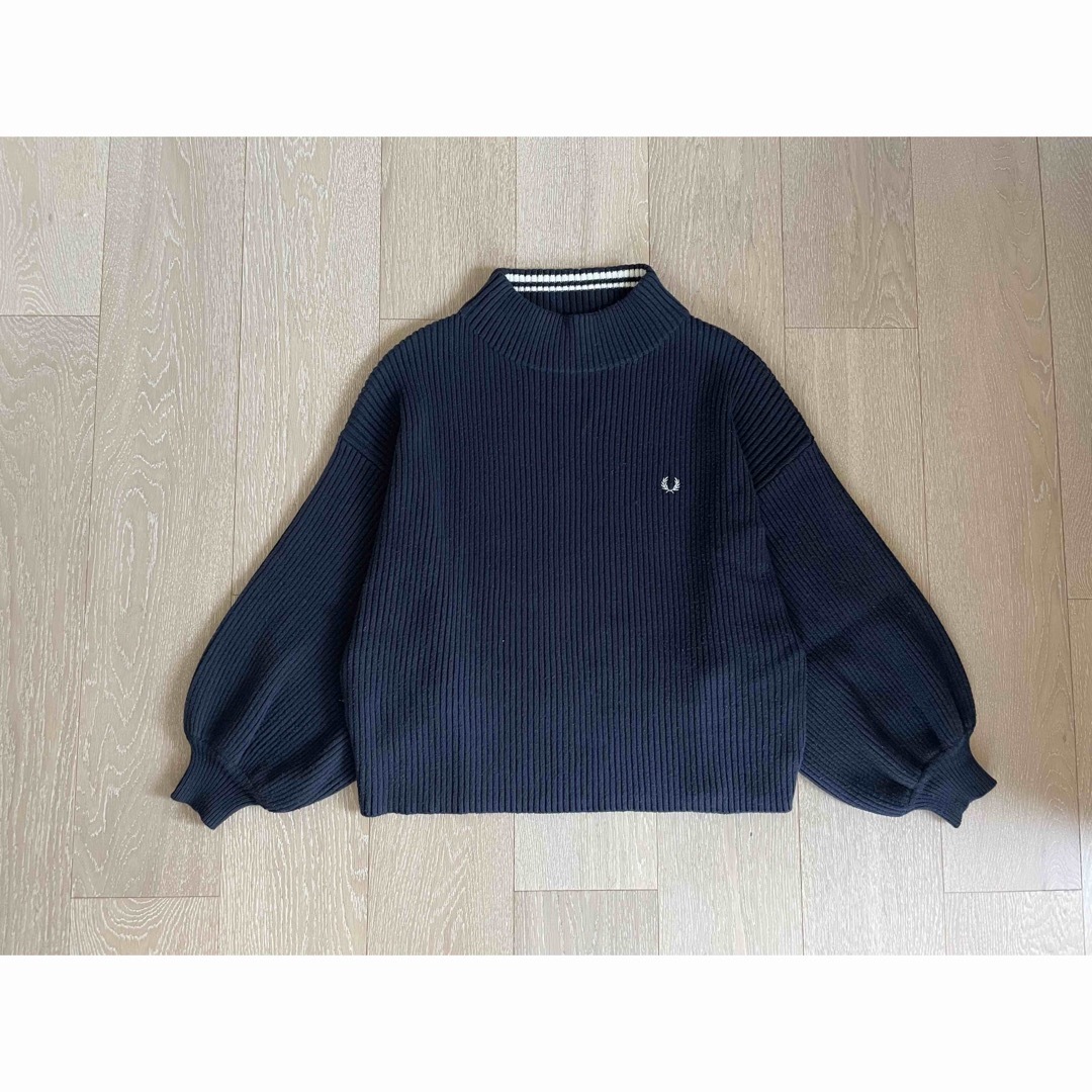 フレッドペリー　fredperry モックネックニットプルオーバー　ネイビー | フリマアプリ ラクマ