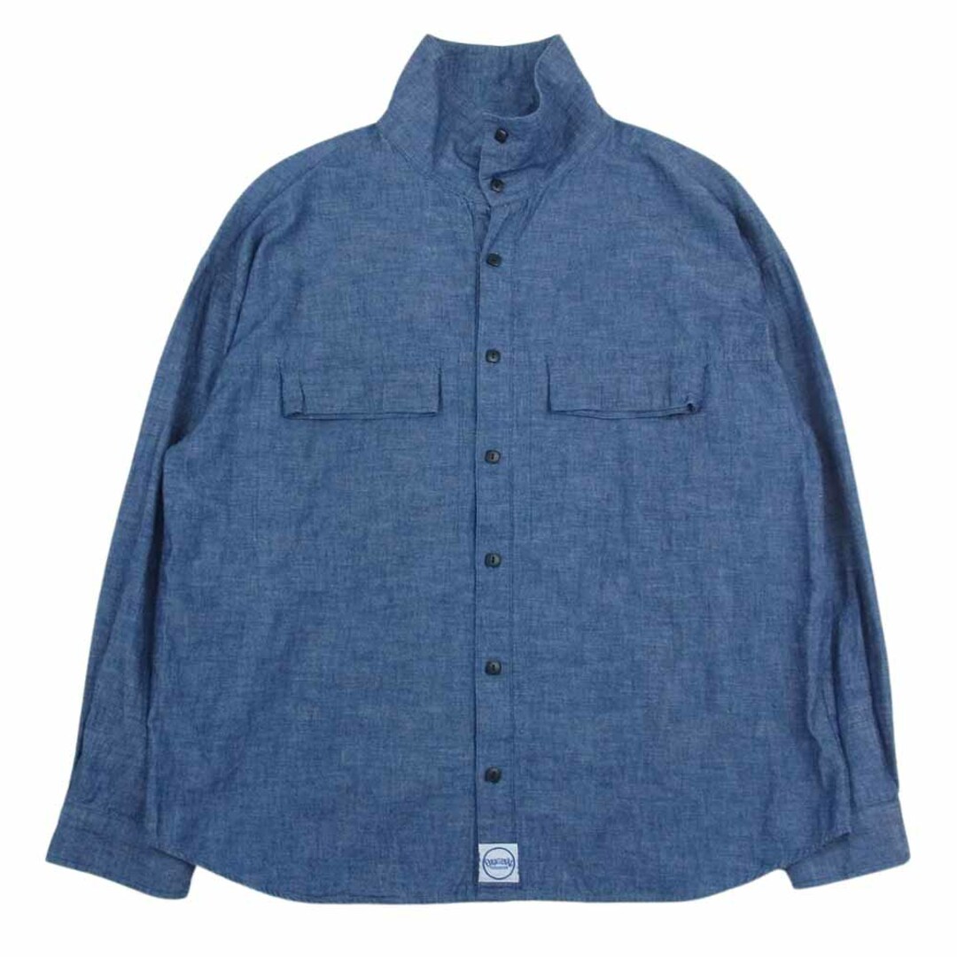 TENDERLOIN テンダーロイン HIGH NECK CHAMBRAY SHT ハイネック シャンブレー シャツ 長袖 インディゴブルー系 S