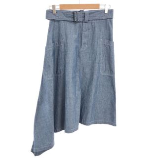 ハイク(HYKE)のHYKE ハイク 19SS アシンメトリーシャンブレーデニムスカート インディゴ 1(ひざ丈スカート)