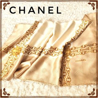 ビンテージ　シャネルCHANEL オーガンジー　シルクスカーフ　花柄　イタリア製