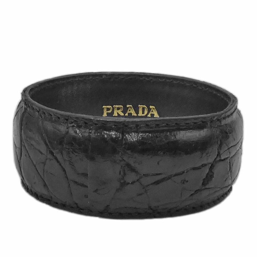 プラダ アクセサリー PRADA クロコダイルxレザー バングル ブレスレット ブラック レディース 03778