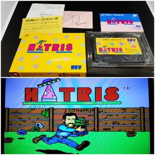 ニンテンドウ(任天堂)のハットリス HATRIS【美品】ファミコン FC右1段 ゲーム 動作確認済み(家庭用ゲームソフト)