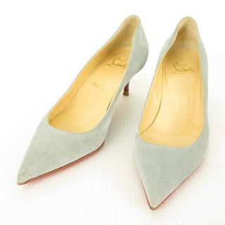 クリスチャンルブタン(Christian Louboutin)のスウェード ポインテッドトゥ パンプス プレーン 36.5 ブルー IBO27(ハイヒール/パンプス)