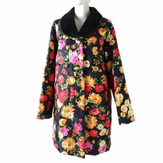 美品【LEONARD】レオナール カシミヤ混 花柄 薔薇 金ボタン ロングコート