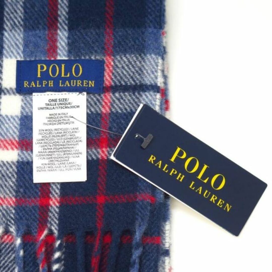 Ralph Lauren(ラルフローレン)のポロ ラルフ ローレン POLO RALPH LAUREN マフラー PC0999 411(NV/CR) レディースのファッション小物(マフラー/ショール)の商品写真