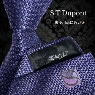 エステーデュポン(S.T. Dupont)の【未使用品に近い】 S.T.Dupont パープル系 総柄 イタリア製(ネクタイ)