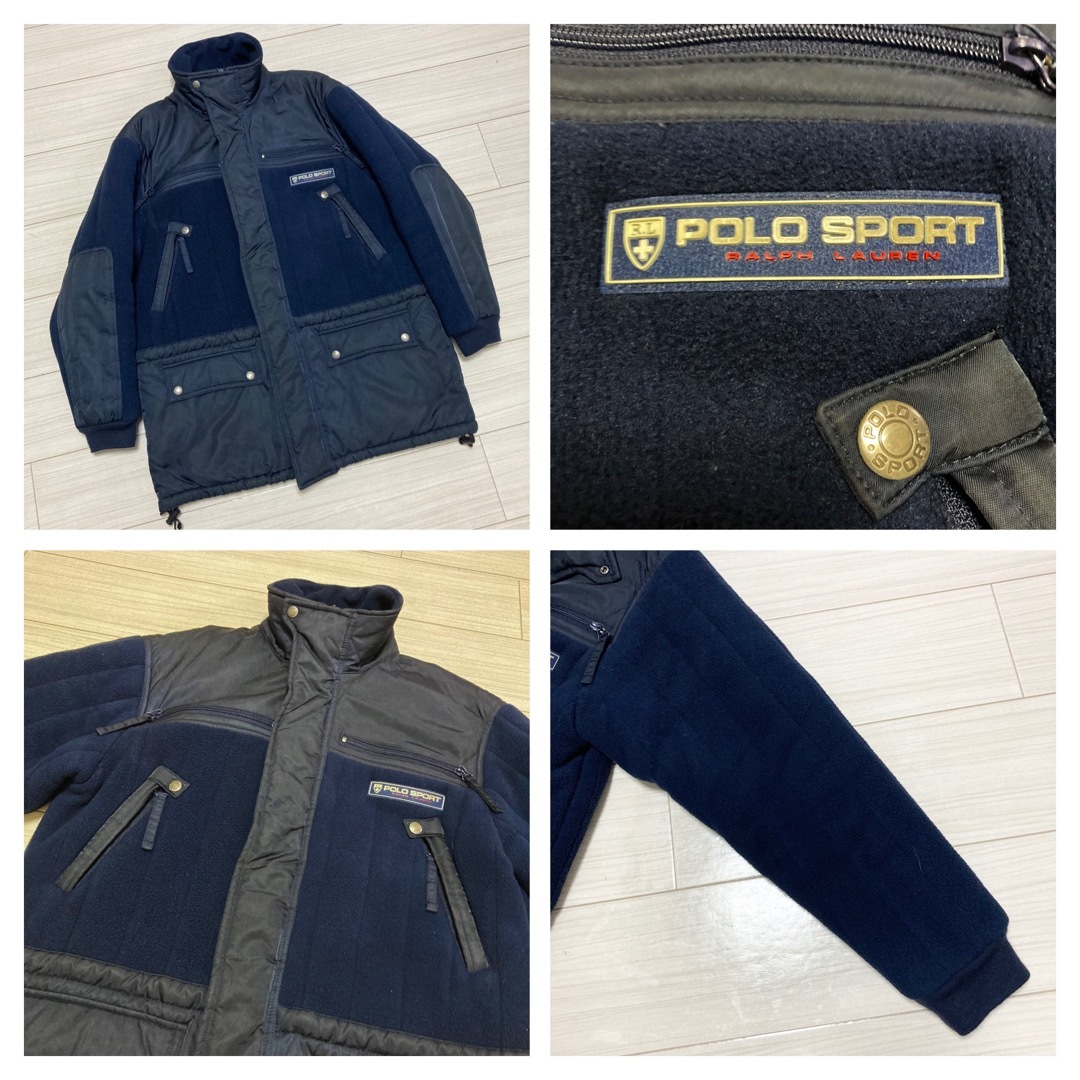 90s■POLO SPORT ラルフローレン■フリースナイロン ロングジャケット