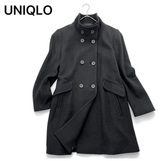 ユニクロ(UNIQLO)のウール100%✨UNIQLO スタンドカラー コート 黒 L ピーコート 毛(ピーコート)