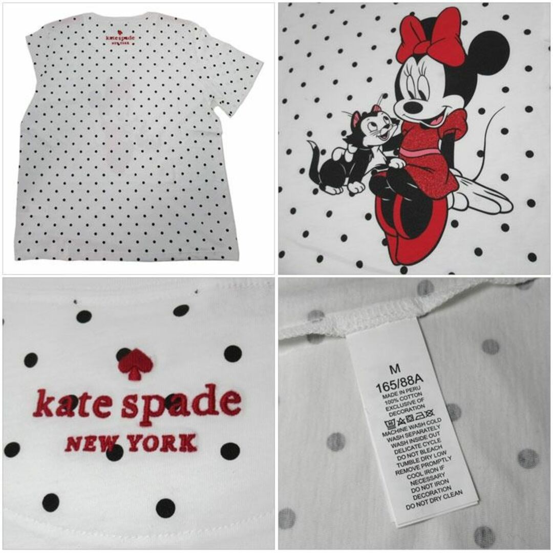 kate spade new york(ケイトスペードニューヨーク)の【新品】●3サイズあり● ケイトスペード アパレル K5470 100 コットン disney × kate ディズニー コラボ ドット ミニーマウス フィガロ プリント Tシャツ 半袖 kate spade レディースのトップス(Tシャツ(半袖/袖なし))の商品写真