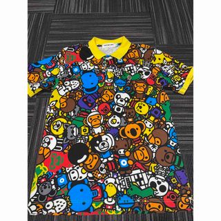 BAPE 枯葉 ポロシャツ 総柄 L 美品 エイプ