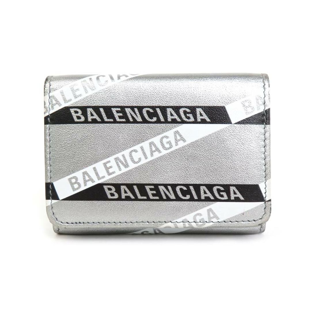 バレンシアガ BALENCIAGA 三つ折り財布 レザー シルバー×ブラック×ホワイト ユニセックス 送料無料 a0019のサムネイル
