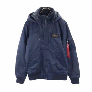 アルファインダストリーズ(ALPHA INDUSTRIES)のアルファインダストリーズ 中綿 ナイロンジャケット XL ネイビー系 ALPHA INDUSTRIES INC ロゴ メンズ 古着 【231101】(ナイロンジャケット)