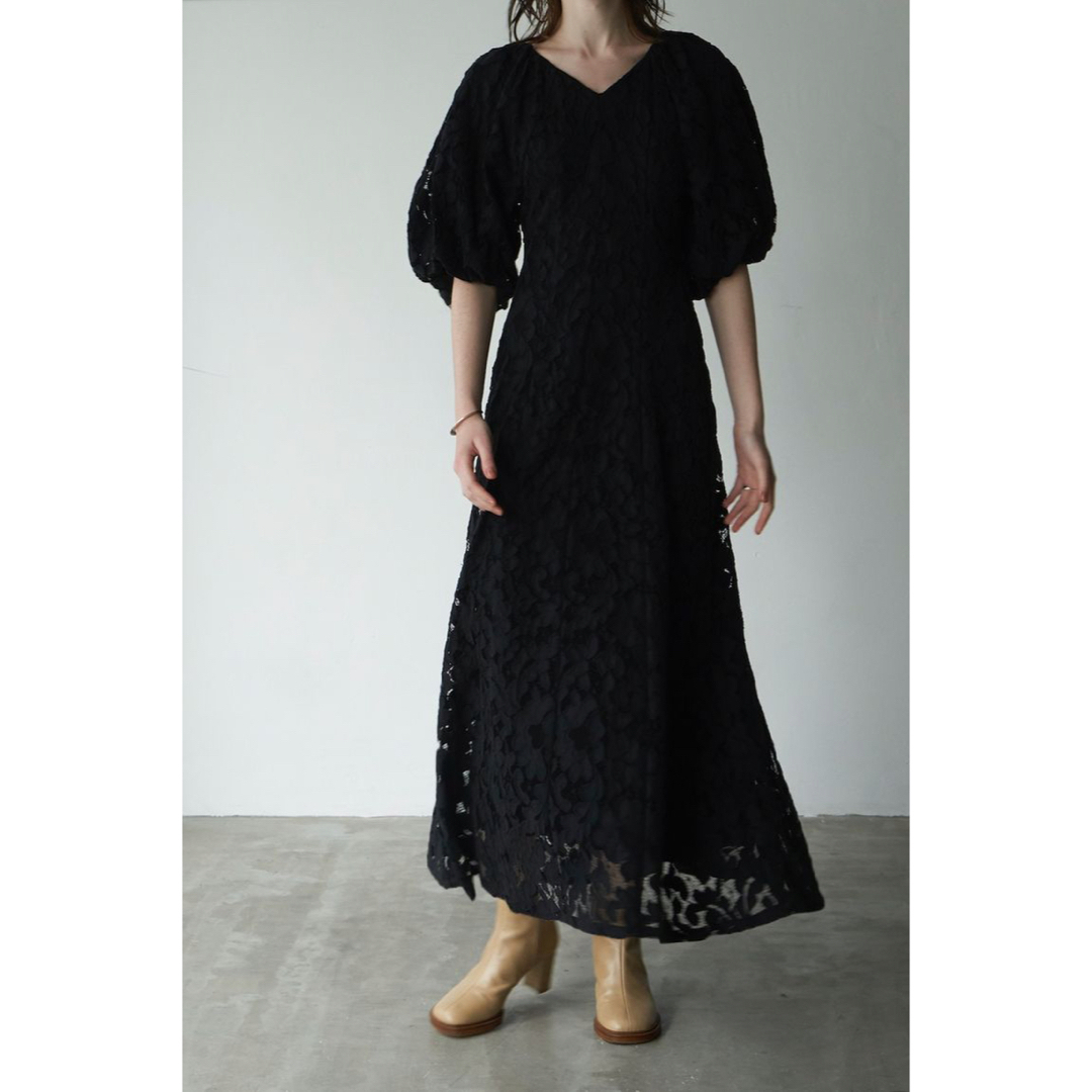 CLANE(クラネ)のクラネ VINTAGE LACE PUFF ONE PIECE -BLACK レディースのワンピース(ロングワンピース/マキシワンピース)の商品写真