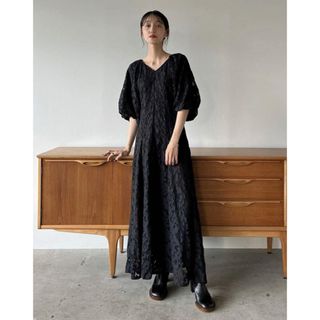 クラネ(CLANE)のクラネ VINTAGE LACE PUFF ONE PIECE -BLACK(ロングワンピース/マキシワンピース)