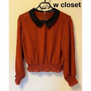 ダブルクローゼット(w closet)のw closet 襟付きトップス　シフォンシャツ　シャーリング　フリー(シャツ/ブラウス(長袖/七分))