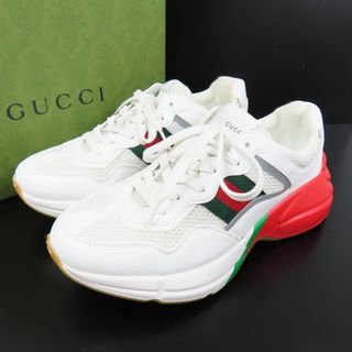 グッチ(Gucci)の未使用品 GUCCI グッチ 靴 シューズ 7 26cm ライトン ローカット ウェブライン 643491 2H060 9088 スニーカー/レザー ホワイト メンズ【中古】(スニーカー)