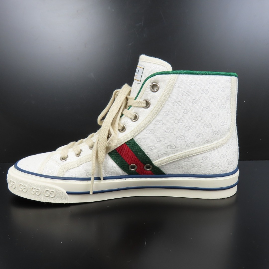 Gucci(グッチ)の新品同様美品 GUCCI グッチ ハイカットスニーカー 靴 シューズ マイクロGG 表記38 テニス1977 シェリーライン スニーカー ナイロンキャンバス ホワイト レディース【中古】 レディースの靴/シューズ(スニーカー)の商品写真