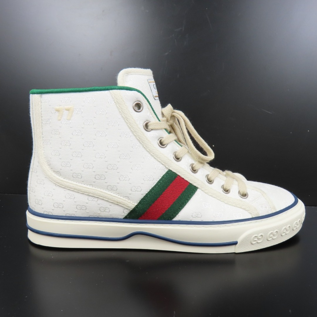 Gucci(グッチ)の新品同様美品 GUCCI グッチ ハイカットスニーカー 靴 シューズ マイクロGG 表記38 テニス1977 シェリーライン スニーカー ナイロンキャンバス ホワイト レディース【中古】 レディースの靴/シューズ(スニーカー)の商品写真