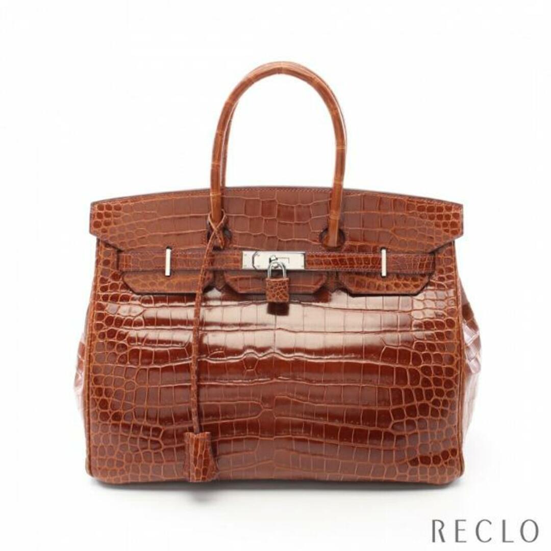 Hermes(エルメス)のバーキン35 ミール ハンドバッグ クロコダイル ポロサス ライトブラウン シルバー金具 □K刻印 レディースのバッグ(ハンドバッグ)の商品写真