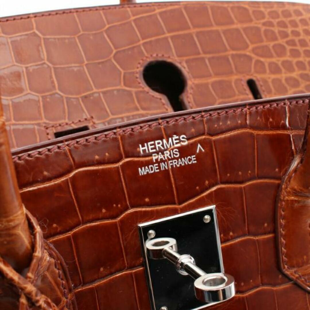 Hermes(エルメス)のバーキン35 ミール ハンドバッグ クロコダイル ポロサス ライトブラウン シルバー金具 □K刻印 レディースのバッグ(ハンドバッグ)の商品写真