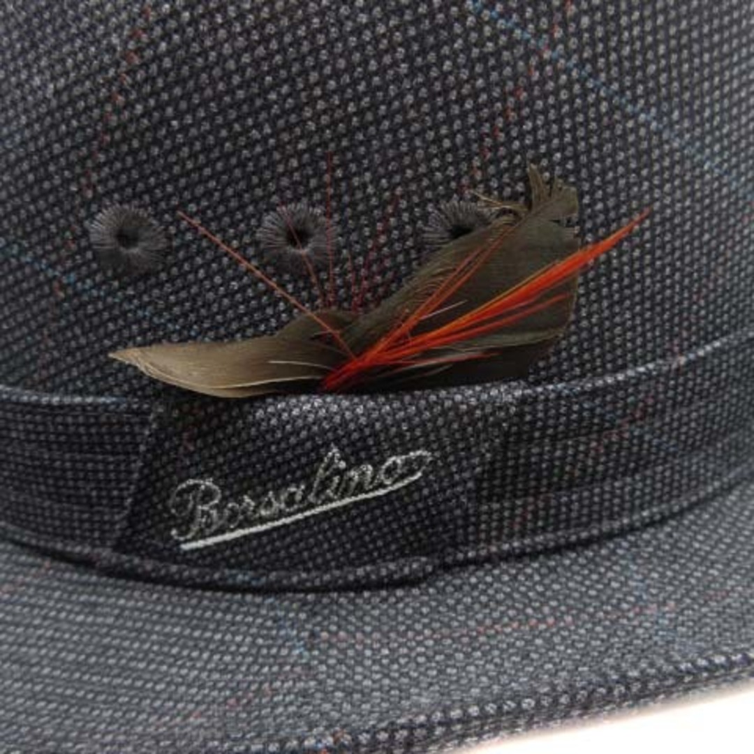 Borsalino(ボルサリーノ)のボルサリーノ ウール 中折れ ハット チェック グレー M 56.5cm 日本製 メンズの帽子(その他)の商品写真